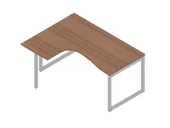 hoek-bureau,HxBxD 730x1600x1200mm,blad canaletto-hout,verdieping links