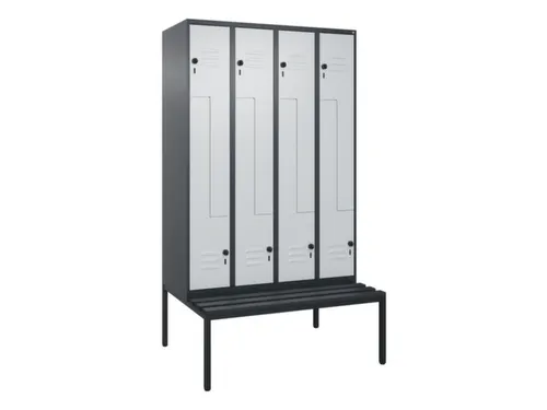 Z-garderobekast,HxBxD 2120x1200x815mm,8vak,vak B 300mm,draaigrendel