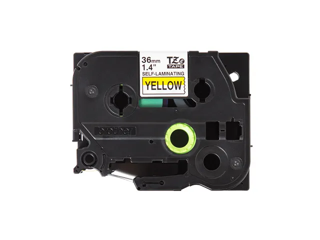 Cassette originale à ruban auto-laminé noir sur jaune pour étiquete