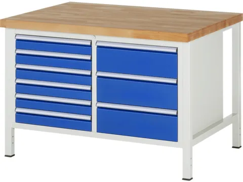 établi HxlxP 840-1040x1250x900mm plateau hêtre force 1250kg 4 pieds