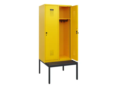 locker met bank,HxBxD 1950x800x815mm,2vak,vak B 400mm,draaigrendel