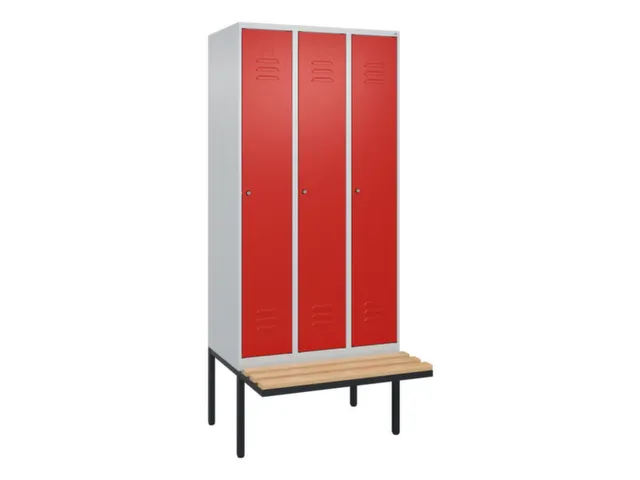 locker met bank,HxBxD 2120x900x815mm,3vak,vak B 300mm,cil.-slot