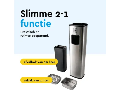 Asbak Staand met afvalbak AT400 RVS 20 Liter