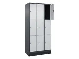 lockerkast,HxBxD 1950x900x500mm,3x3vakken,vak B 300mm,cil.-slot,sokkel