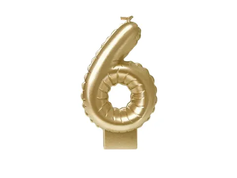 Verjaardagskaars cijfer 6 Folieballon Goud 10cm