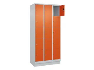 lockerkast,HxBxD 1950x900x500mm,3x5vakken,vak B 300mm,cil.-slot,sokkel - 1