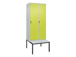 locker met bank,HxBxD 2120x800x815mm,2vak,vak B 400mm,draaigrendel
