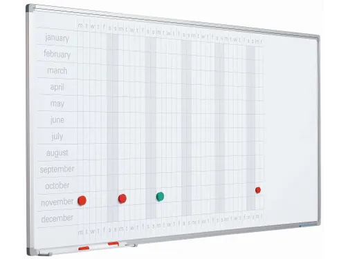 Magnetisch Planbord 60x120cm Softline 8mm Jaar Engels