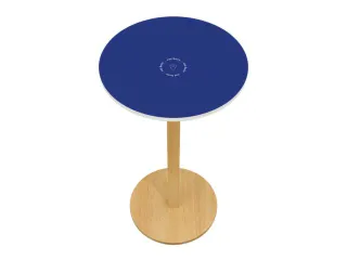 statafel,HxØ 1100x600mm,rond,schotelvoet natuur,blad blauw - 1