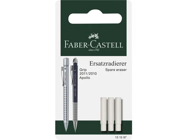 Reservegum Faber-Castell voor GRIP 2011/2010/Apollo blister a 3 stuks