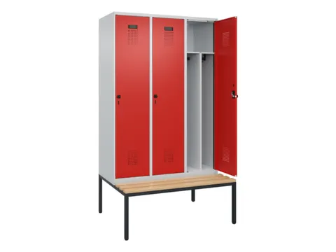 locker met bank,voor scheiding van kleding,HxBxD 2120x1200x815mm,3vak