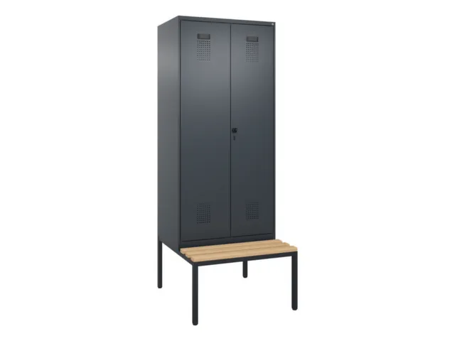 locker met bank,voor scheiding van kleding,HxBxD 2120x800x815mm,2vak