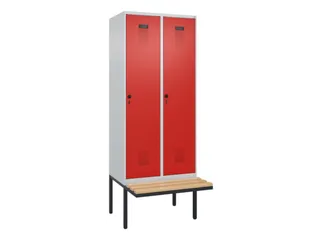 locker met bank,HxBxD 2120x800x815mm,2vak,vak B 400mm,draaigrendel - 3