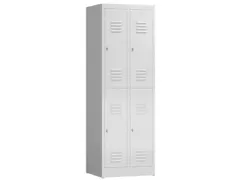 Dubbeldekse garderobekast 1800x590x500mm 2x2vak klink sokkel RAL7035