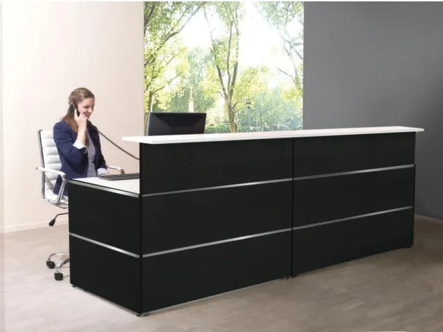 Balie Aanbouwelement 1350x1015mm Recht Front Antraciet Bladen Wit