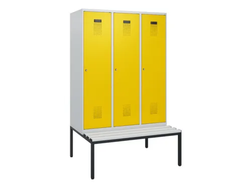 locker met bank,HxBxD 1950x1200x815mm,3vak,vak B 400mm,cilinderslot