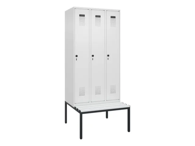locker met bank,voor scheiding van kleding,HxBxD 2120x900x815mm,3vak