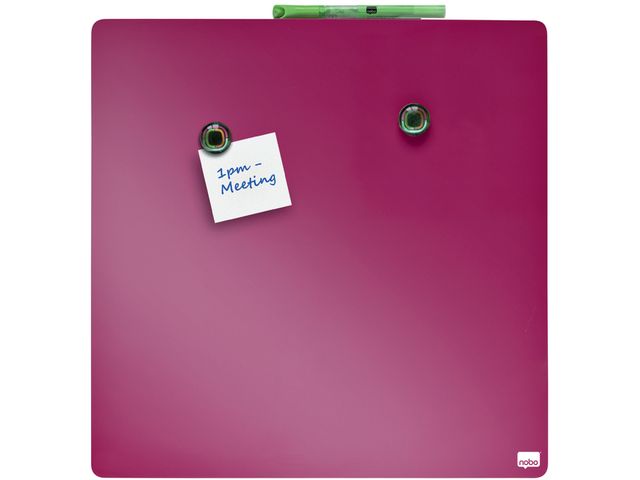 Mini Whiteboard Nobo tegel 36x36cm roze magnetisch | NoboWhiteboard.nl