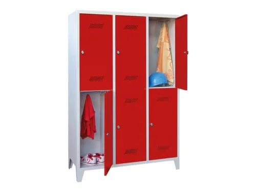 dubbeldekse locker,HxBxD 1850x1200x500mm,3x2vak.,RAL7035,front RAL3000