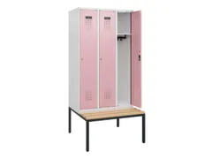 locker met bank,HxBxD 1950x900x815mm,3vak,vak B 300mm,cilinderslot