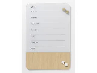 Glasmagneetbord Naga 40x60cm weekplanner GB wit/hout - 3