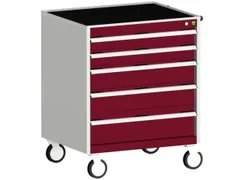 ladekast verrijdbaar 980x800x525mm 5laden romp RAL7035 front RAL3004