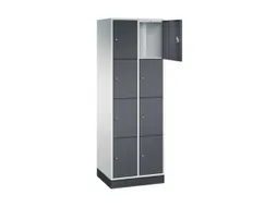 lockerkast,RAL 7035/RAL 7021,HxBxD 1950x620x500mm,2x4vakken,cil.-slot