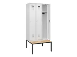 locker met bank,HxBxD 2120x900x815mm,3vak,vak B 300mm,cilinderslot