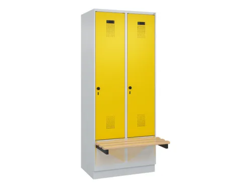 locker met bank,HxBxD 1950x800x815mm,2vak,vak B 400mm,draaigrendel