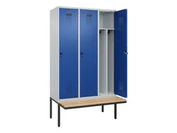locker met bank,voor scheiding van kleding,HxBxD 2120x1200x815mm,3vak