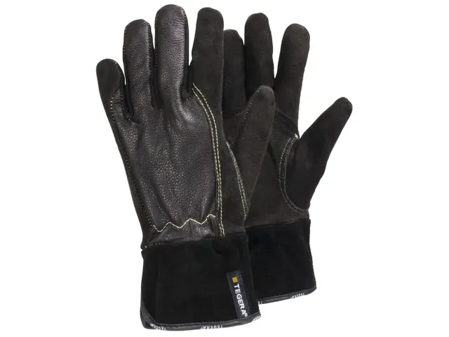 Tegera 32 hittebestendige lederen handschoenen, bruin/zwart, maat 7, p