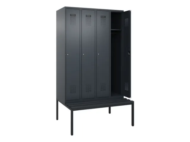 locker met bank,HxBxD 2120x1200x815mm,4vak,vak B 300mm,cilinderslot