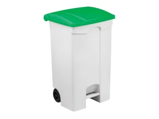 Contitop,mobiele afvalbak met pedaal 90L wit/groen/VE:3 - 1