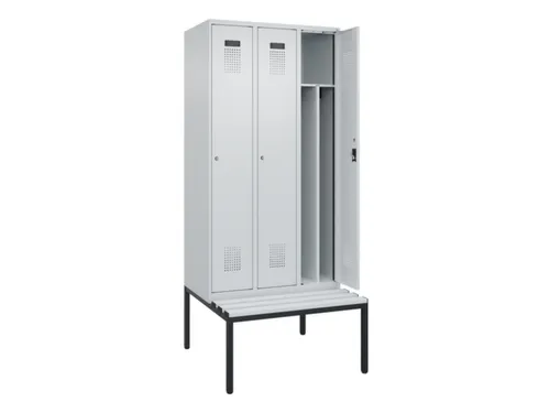 locker met bank,voor scheiding van kleding,HxBxD 2120x900x815mm,3vak