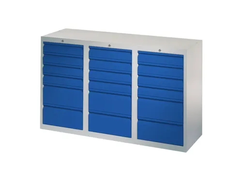 ladekast HxBxD 900x1500x500mm 18laden RAL7035 front RAL5010