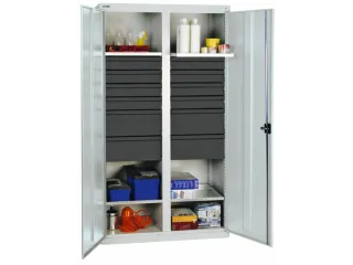 Materiaalkast 1800x1000x500mm 4legborden Uitschuifbaar 12laden Grijs - 2
