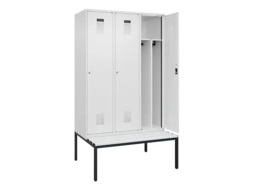 locker met bank,voor scheiding van kleding,HxBxD 2120x1200x815mm,3vak