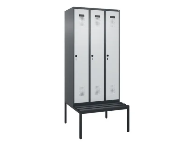 locker met bank,voor scheiding van kleding,HxBxD 2120x900x815mm,3vak