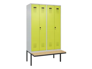 locker met bank,voor scheiding van kleding,HxBxD 2120x1200x815mm,4vak - 2