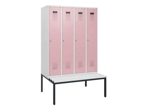 locker met bank,HxBxD 1950x1200x815mm,4vak,vak B 300mm,cilinderslot