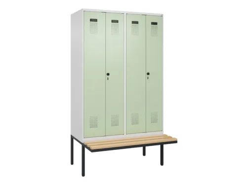 PBM-locker met bank,HxBxD 2120x1200x815mm,4vak,vak B 300mm