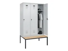 locker met bank,HxBxD 2120x1200x815mm,3vak,vak B 400mm,draaigrendel