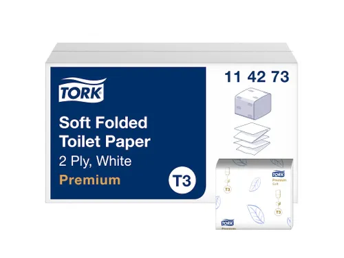 Toiletpapier Tork 114273 T3 zacht gevouwen premium 2-laags