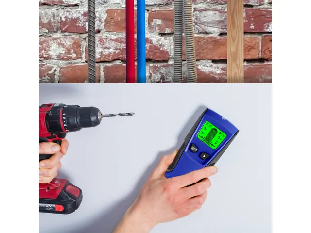 Digitale leidingzoeker detecteert tot 51 mm, metaal/hout/kabels