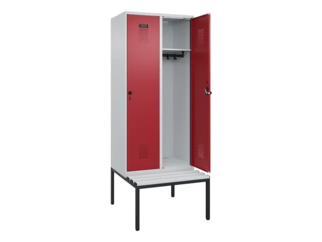 locker met bank,HxBxD 2120x800x815mm,2vak,vak B 400mm,draaigrendel