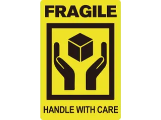 Etiket Geel Zwart Fragile Handle With Care 50.8x76.2mm Rol 200 Stuks - 1