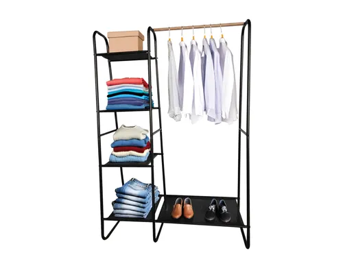 Kledingrek Met Legplanken Metaal Zwart 100X40X 150Cm