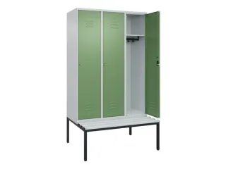 locker met bank,HxBxD 2120x1200x815mm,3vak,vak B 400mm,cil.-slot - 2