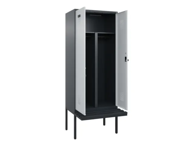PBM-locker met bank,HxBxD 2120x800x815mm,2vak,vak B 400mm,draaigrendel