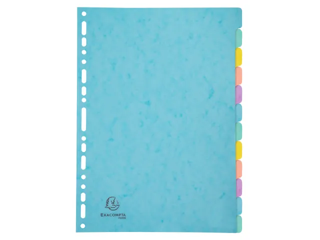 Tabblad In Glanskarton 400G/M2 Aquarel 12 Verdelingen A4 Assorti